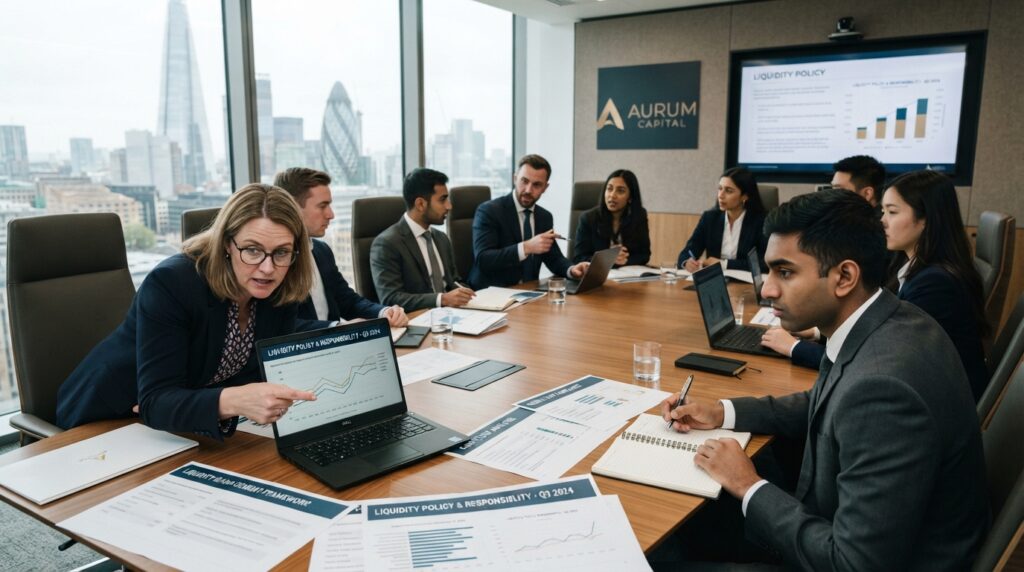 Board and treasury team reviewing liquidity policy responsibilities