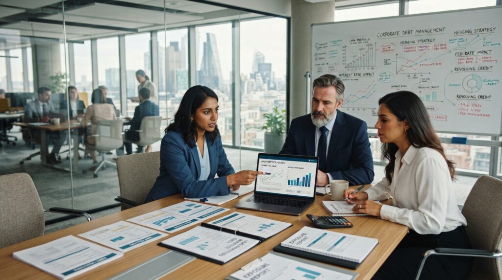 Finance team reviews interest rates and loan exposure